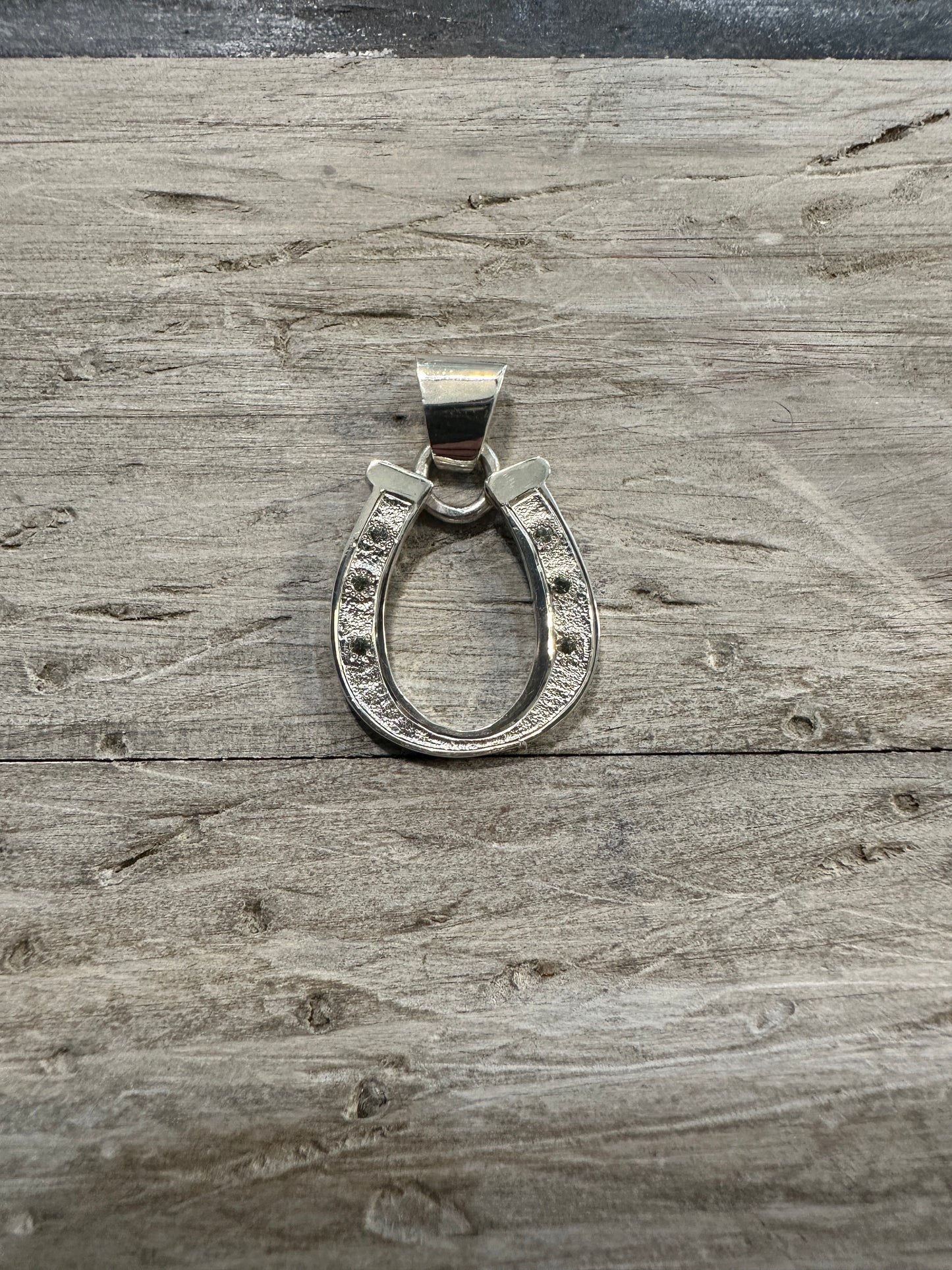 Silver Horseshoe Sapphire  Pendant