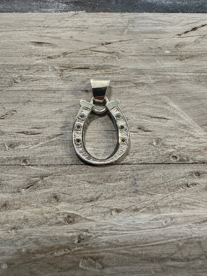 Silver Horseshoe Sapphire  Pendant