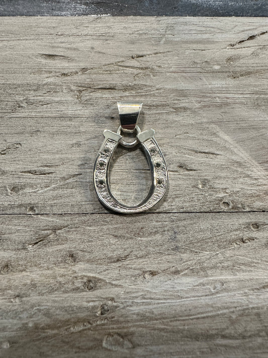 Silver Horseshoe Sapphire  Pendant