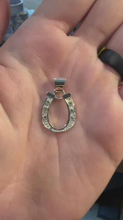 Silver Horseshoe Sapphire  Pendant